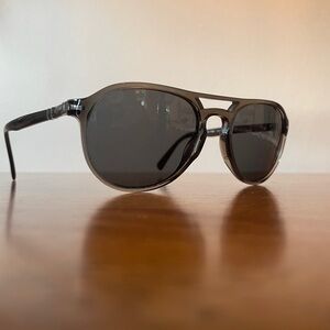 Persol Black Aviator Polarized Sunglasses with Double Bridge